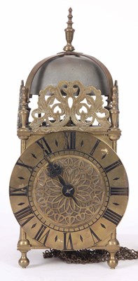 Lot 360 - A LATE 19th CENTURY BRASS CASED LANTERN CLOCK...