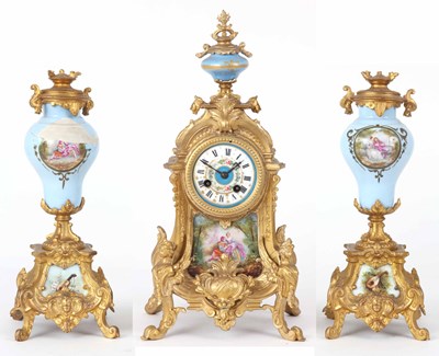 Lot 368 - A LATE 19th CENTURY FRENCH GILT MANTLE CLOCK...