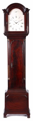 Lot 379 - A LATE 18th CENTURY FLAMED MAHOGANY LONGCASE...