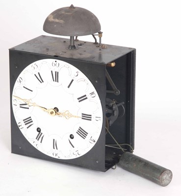 Lot 389 - A 20th CENTURY DUTCH WALL CLOCK with 9" enamel...