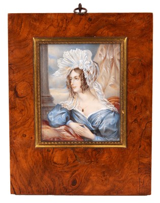 Lot 245 - A 19th Century seated BUST PORTRAIT on Ivory...