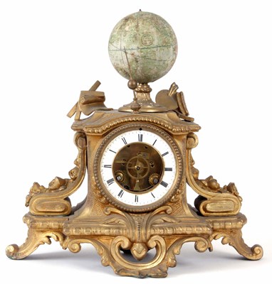 Lot 418 - AN INTERESTING FRENCH SPELTER CASED GLOBE...