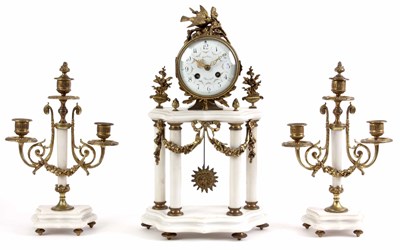 Lot 42 - A LATE 19TH CENTURY WHITE MARBLE AND BRASS...