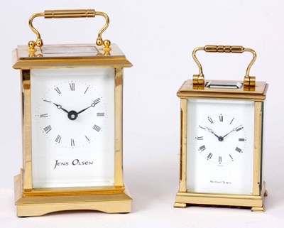 Lot 425 - TWO EIGHT DAY BRASS CASED CARRIAGE CLOCKS the...