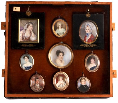 Lot 248 - A cased collection of nine MINIATURE PORTRAITS...
