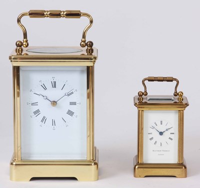 Lot 433 - TWO EIGHT DAY BRASS CASED CARRIAGE CLOCKS the...