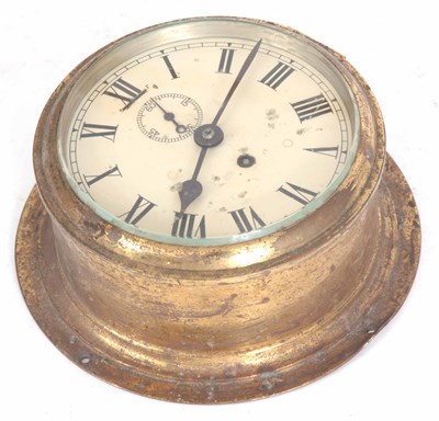 Lot 437 - AN EARLY 20th CENTURY BRASS CASED SHIPS CLOCK...