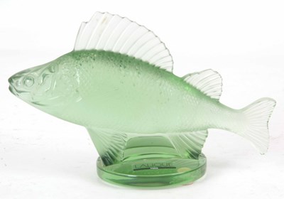 Lot 470 - R. LALIQUE, A GREEN GLASS "PERCH" PAPERWEIGHT...