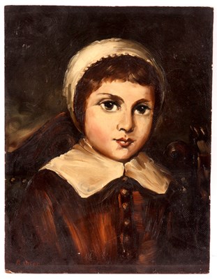 Lot 253 - R ORTON OIL ON BOARD
 Bust portrait of a young...