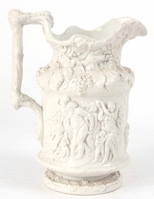 Lot 489 - A RELIEF MOULDED JUG WITH BACCHANALIAN SCENES...