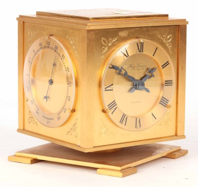 Lot 49 - A MODERN FRENCH GILT BRASS CLOCK HYGROMETER...