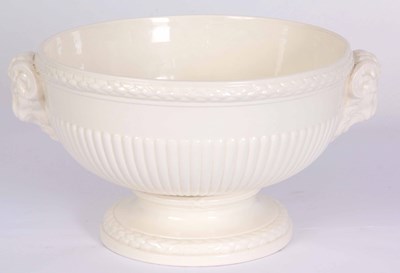 Lot 490 - A WEDGWOOD CREAMWARE TYPE BOWL WITH RAMS HEAD...