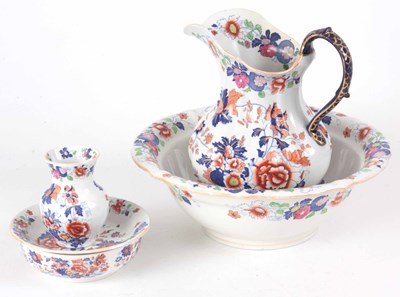 Lot 498 - A MASONS IRONSTONE JUG & BOWL SET WITH SOAP...