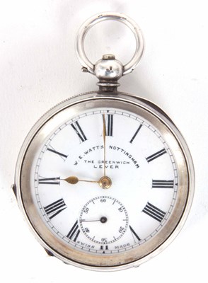 Lot 5 - W E WATTS AN OPEN FACED POCKET WATCH in a...