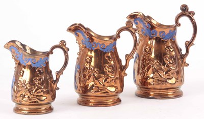 Lot 500 - A GRADUATED SET OF STAFFORDSHIRE COPPER LUSTRE...