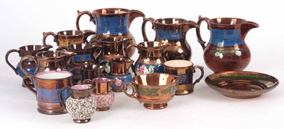 Lot 501 - A SELECTION COPPER LUSTRE WARE JUGS AND OTHER...