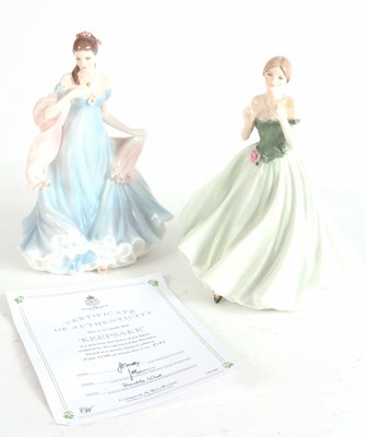 Lot 525 - TWO ROYAL WORCESTER PORCELAIN LADY FIGURES...