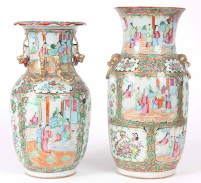 Lot 553 - TWO 19th CENTURY CANTON FAMILLE ROSE VASES one...