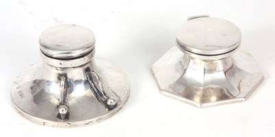 Lot 566 - TWO EARLY 20TH CENTURY CIRCULAR INKWELLS with...