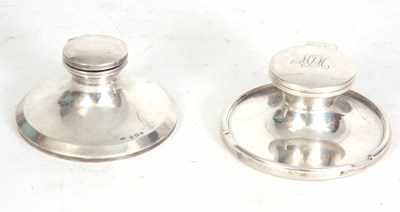 Lot 567 - TWO EARLY 20TH CENTURY CIRCULAR INKWELLS one...