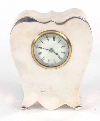 Lot 569 - A SILVER CASED MANTEL CLOCK Birmingham mark...