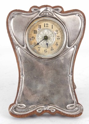 Lot 573 - A SILVER-MOUNTED STRUT CLOCK Birmingham 1905 15cm