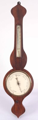 Lot 67 - AN 19th CENTURY ONION TOP ROSEWOOD BAROMETER &...