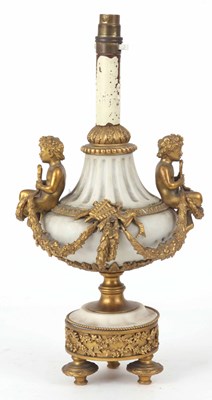 Lot 672 - AN 19TH CENTURY WHITE MARBLE AND ORMOLU LAMP...