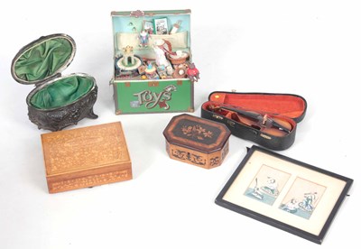 Lot 673 - A LOT OF SIX ITEMS including a musical toy box,...