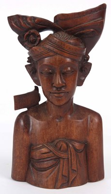 Lot 688 - A BALINESE CARVED HARDWOOD FIGURE OF A...