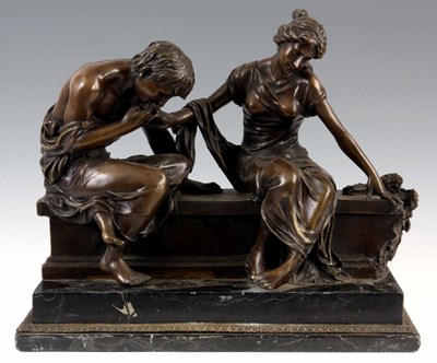 Lot 693 - AFTER CLAUDION A 20TH CENTURY BRONZE OF TWO...