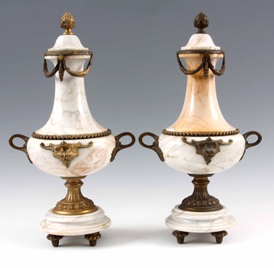 Lot 699 - A PAIR OF BALUSTER TURNED ORMOLU MOUNTED...