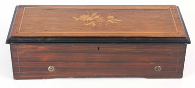 Lot 714 - A LATE 19th CENTURY SWISS CYLINDER MUSIC BOX...