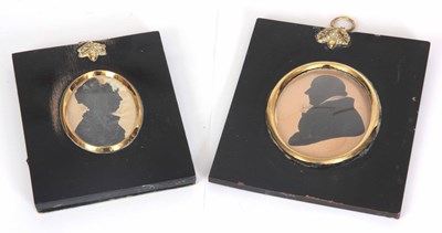 Lot 728 - TWO OVAL PORTRAIT MINIATURES SILHOUETTES ONE...