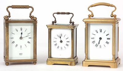 Lot 73 - THREE LATE 19TH CENTURY FRENCH BRASS TIMEPIECE...