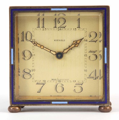 Lot 74 - AN ENAMEL AND SILVER PLATED TRAVEL CLOCK...