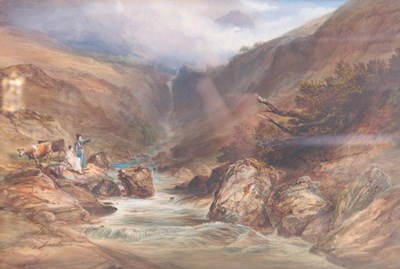 Lot 769 - A 19TH CENTURY WATERCOLOUR river scene with...