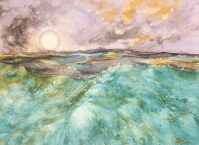 Lot 772 - K COZENS A WATERCOLOUR "BREAKING WAVE "SIGNED...