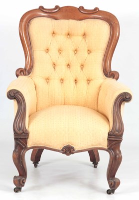 Lot 792 - A LATE VICTORIAN BUTTON BACK UPHOLSTERED CHAIR...