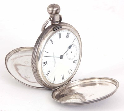 Lot 8 - A FULL HUNTER POCKET WATCH in a silver case