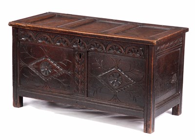 Lot 811 - A LATE 17TH CENTURY OAK COFFER with three...