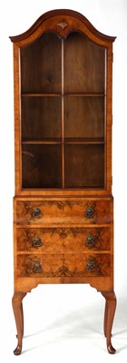 Lot 816 - A QUEEN ANNE STYLE WALNUT DISPLAY CABINET with...