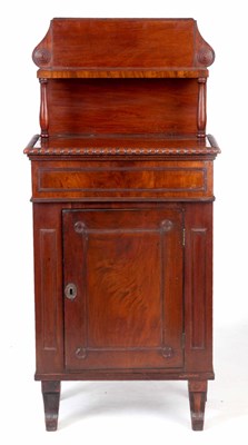 Lot 823 - A LATE REGENCY MINIATURE FLAMED MAHOGANY...