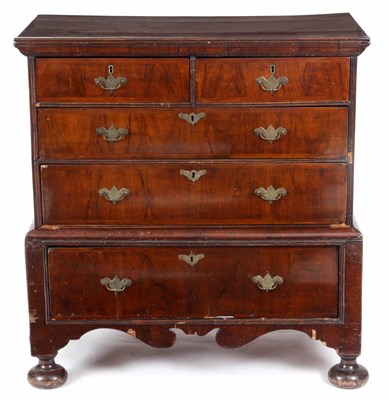 Lot 826 - A WILLIAM AND MARY WALNUT CHEST ON STAND...