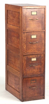 Lot 831 - A LATE 19TH CENTURY OAK FOUR DRAWER FILING...