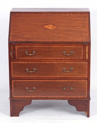 Lot 837 - AN EDWARDIAN INLAID MAHOGANY BUREAU 76cm wide...