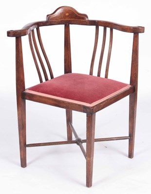 Lot 840 - A VICTORIAN CORNER CHAIR WALNUT with pink...