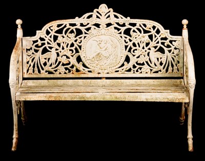 Lot 847 - A REGENCY STYLE CAST IRON GARDEN SEAT with...