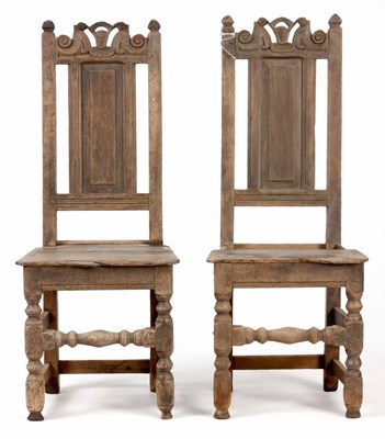 Lot 848 - A PAIR OF LATE 17TH CENTURY JOINED OAK HALL...