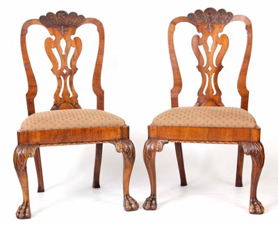 Lot 856 - A PAIR OF GEORGE I WALNUT SIDE CHAIRS with...